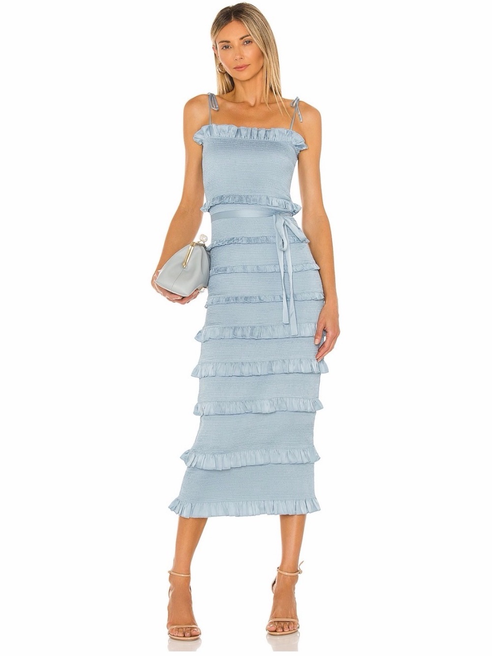 V. Chapman Lily Midi Dress on Cashmere Blue, Size 8